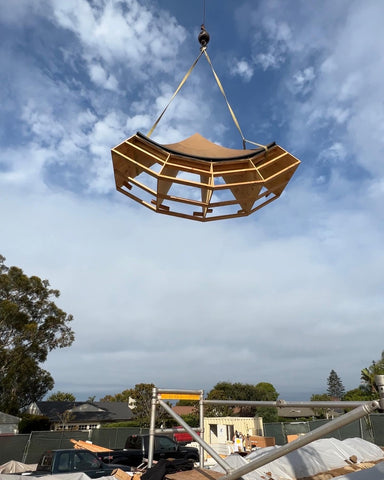 crane inserting skate bowl into basement oc ramps