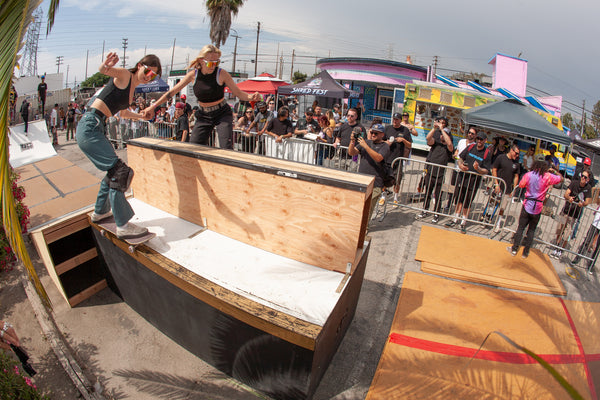 Two girls Skate Custom Ledge by OC Ramps at shredfest