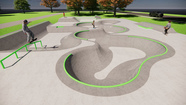 Blue prints of OC Ramps Concrete Skatepark in Cherokee IA