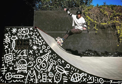 Brady Smith art on OC Ramps 16ft wide halfpipe