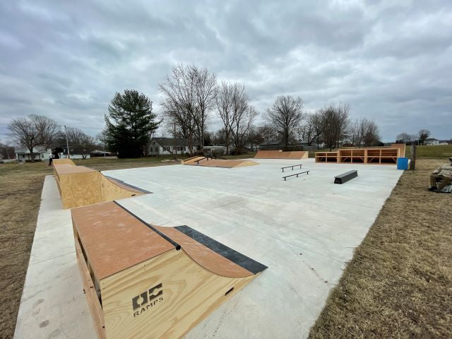 Finished side view of skate park by OC Ramps