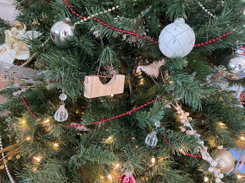 OC Ramps Half Pipe Ornament on a decorated Christmas tree