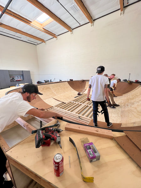 Installing coping for custom skate bowl by oc ramps