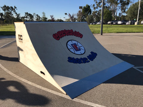OC Ramps 4ft wide Quarter Pipe with LA Clippers Skate club