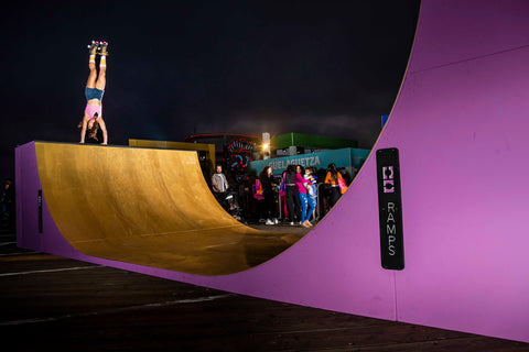 Rollerskating OC Ramps halfpipe on Santa Monica Pier