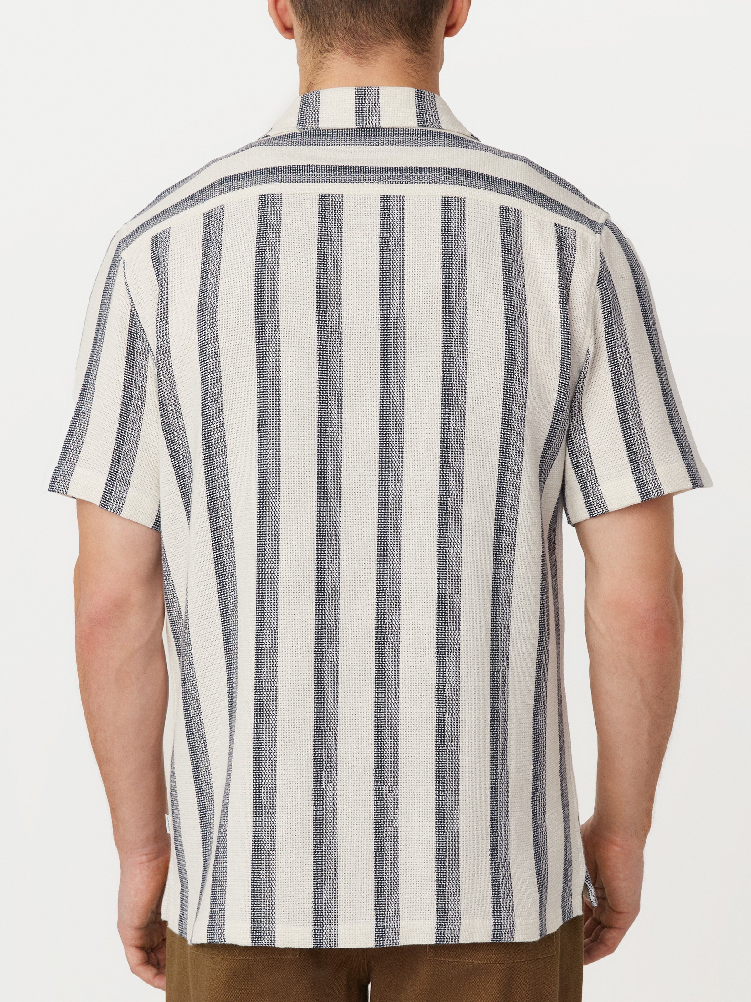 The Striped Short Sleeve Overshirt in Cloud