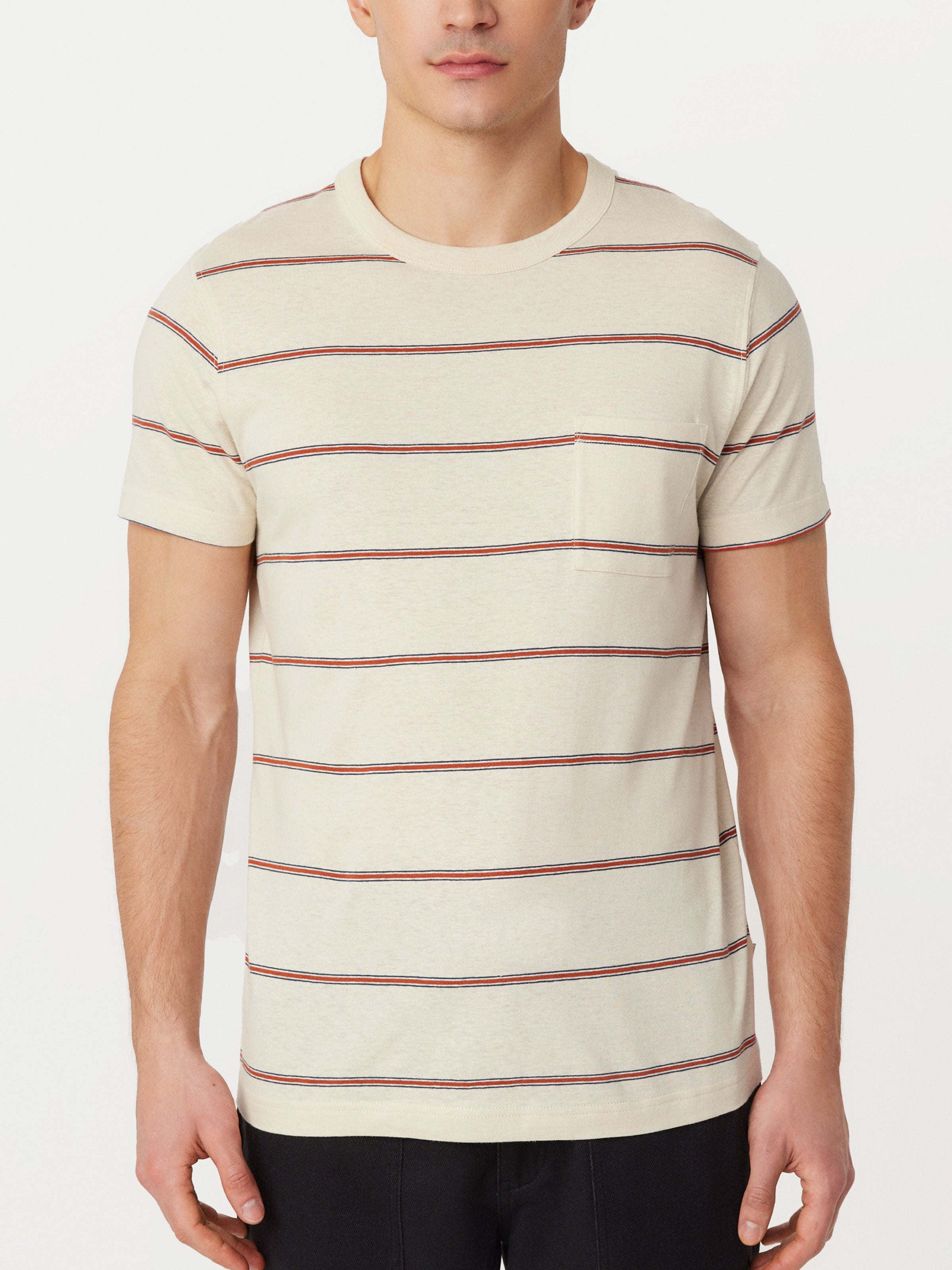 The Striped Slim Hemp T-Shirt in Oatmeal