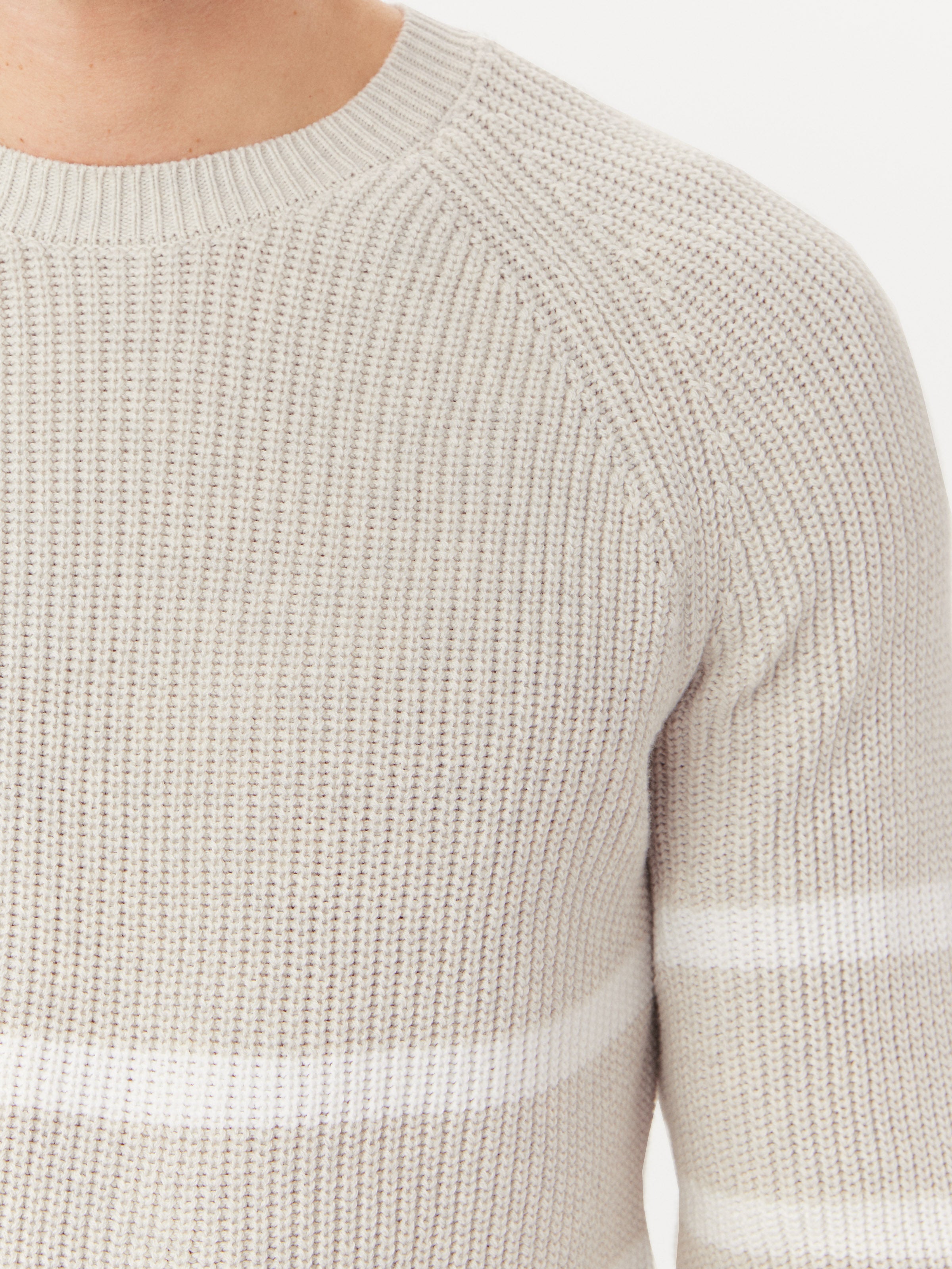 The Striped Crewneck Sweater in Moonlight Heather