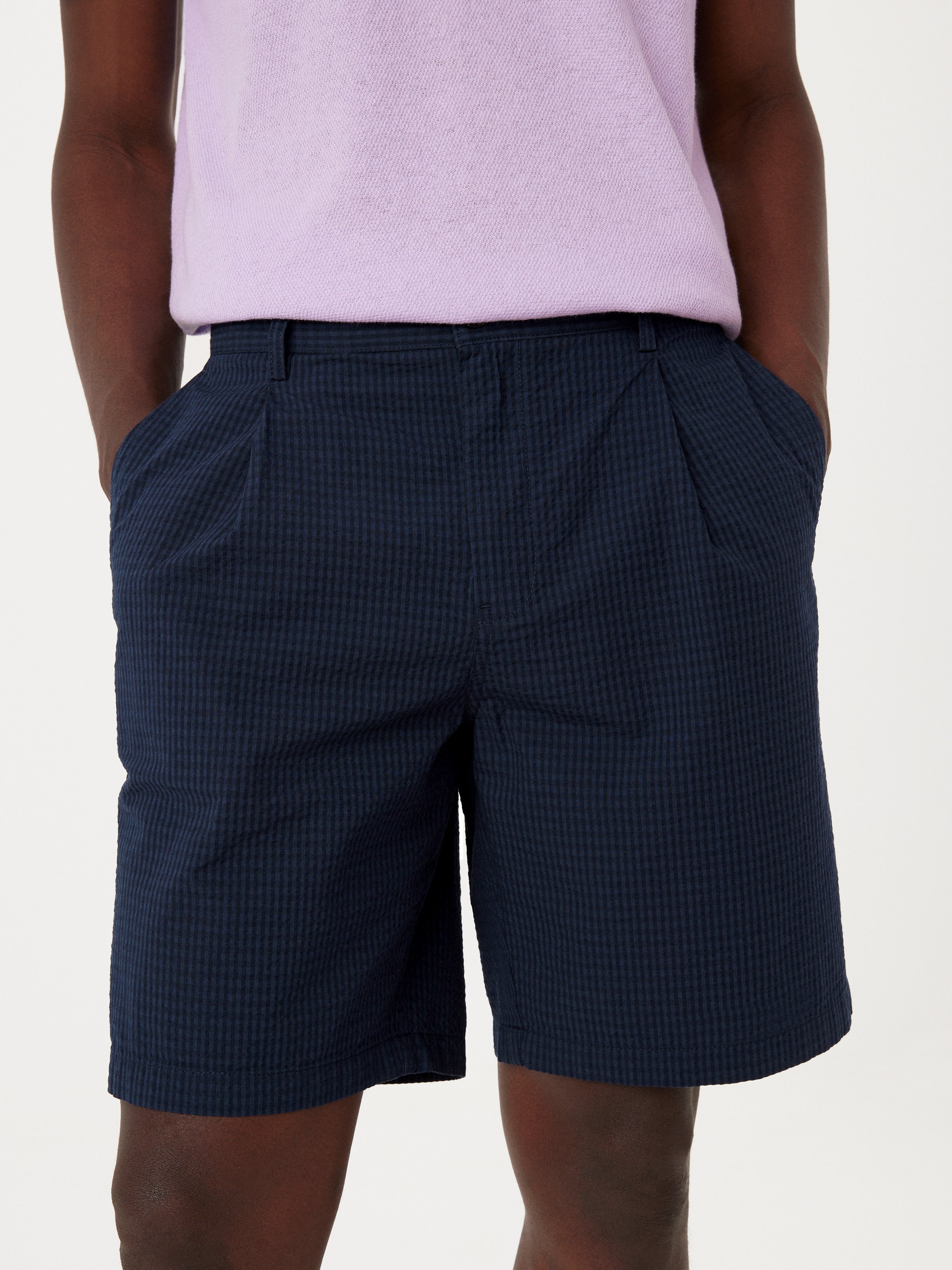 The Jamie Seersucker Short in Deep Blue