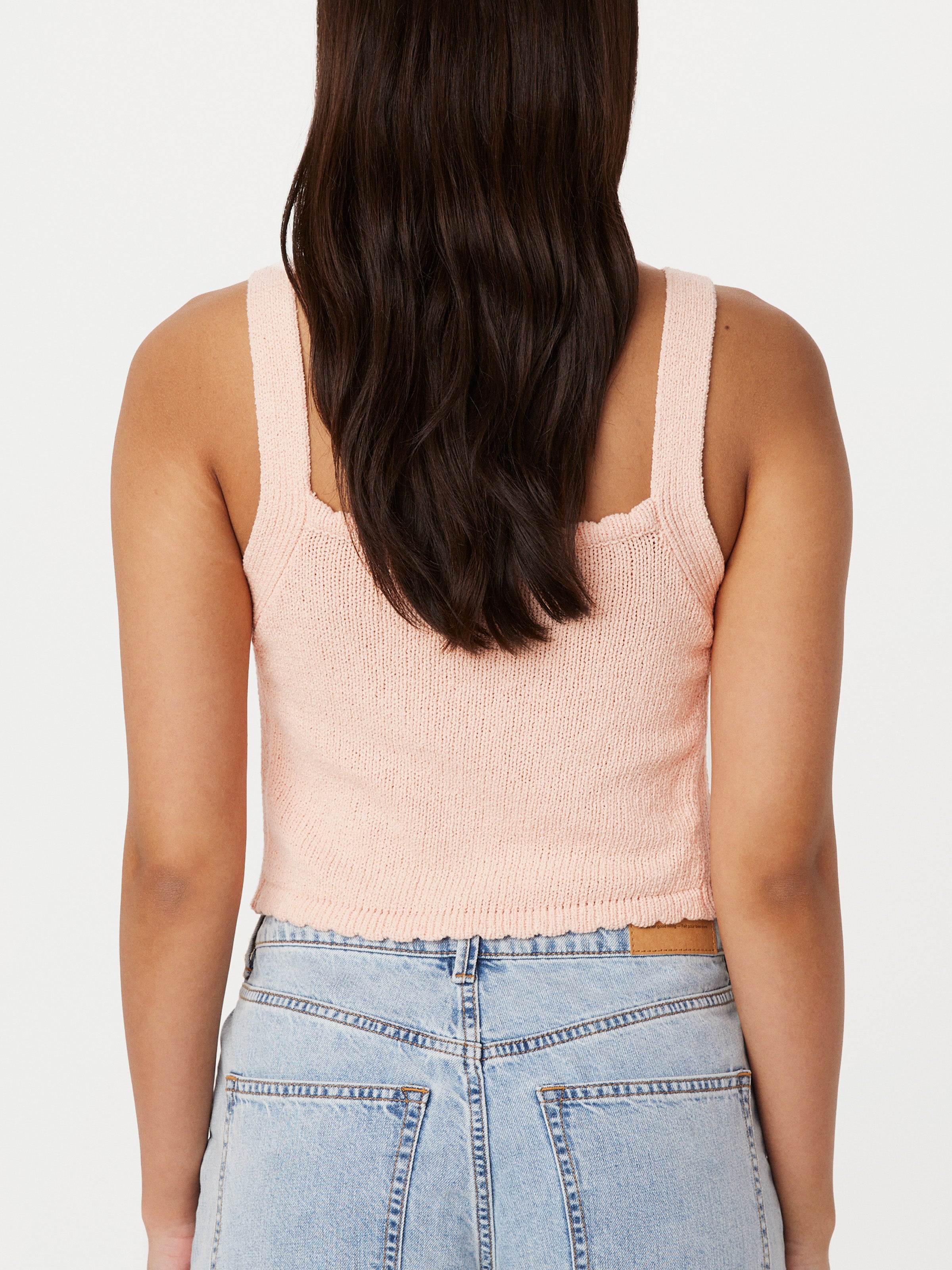 The Crochet Knit Tank in Light Pink