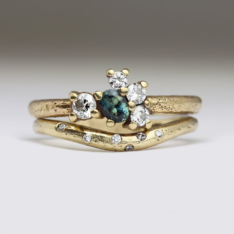 Multi-stone sapphire and diamond ring