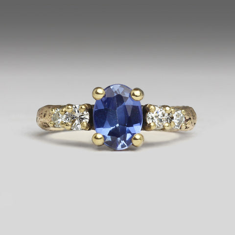 Sapphire and diamond multi-stone engagement ring