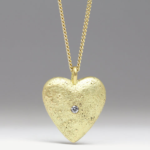 14ct Yellow Gold Sandcast Heart Pendant