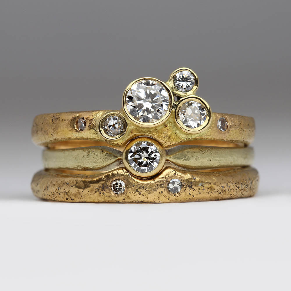 Bespoke Contemporary cluster bridal stacking rings