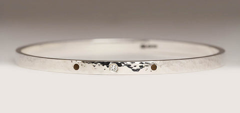 R15 Style Bangle - Silver with Diamond and Wood Dots