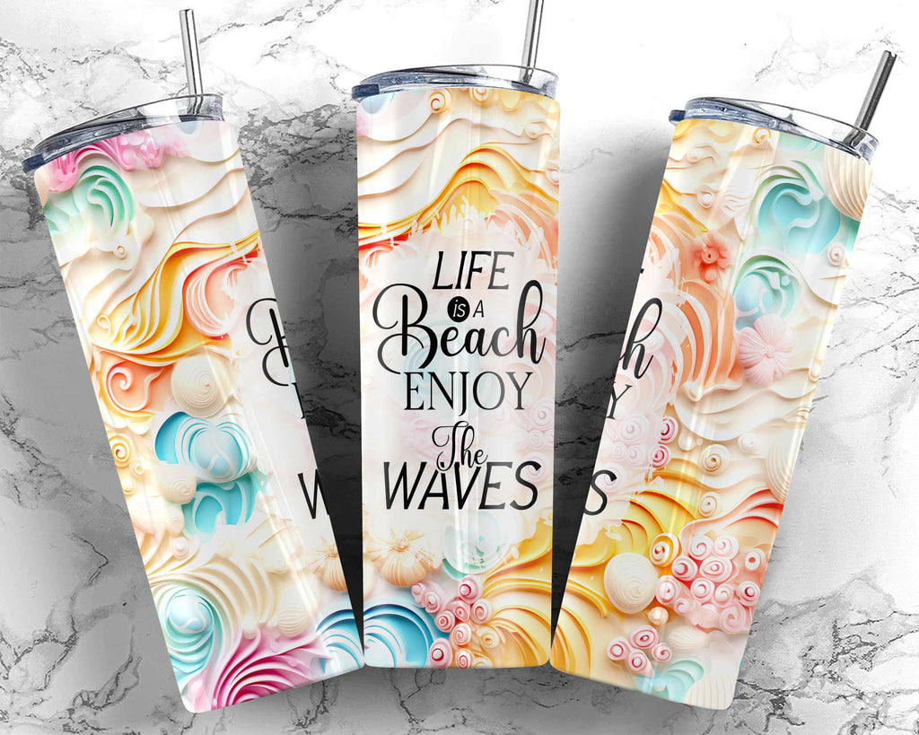 3D Beach Tumbler Wraps