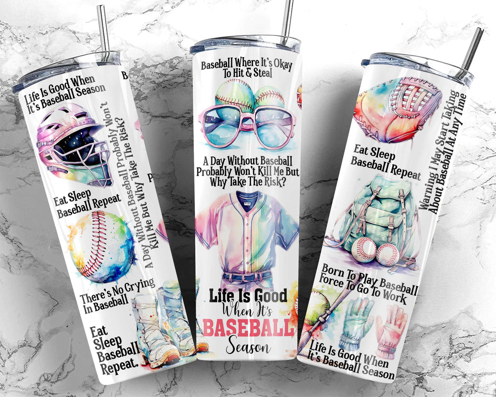 20 oz Skinny Baseball Tumbler Designs