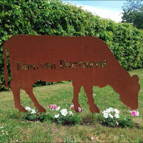 Boerderijbord cortenstaal koe