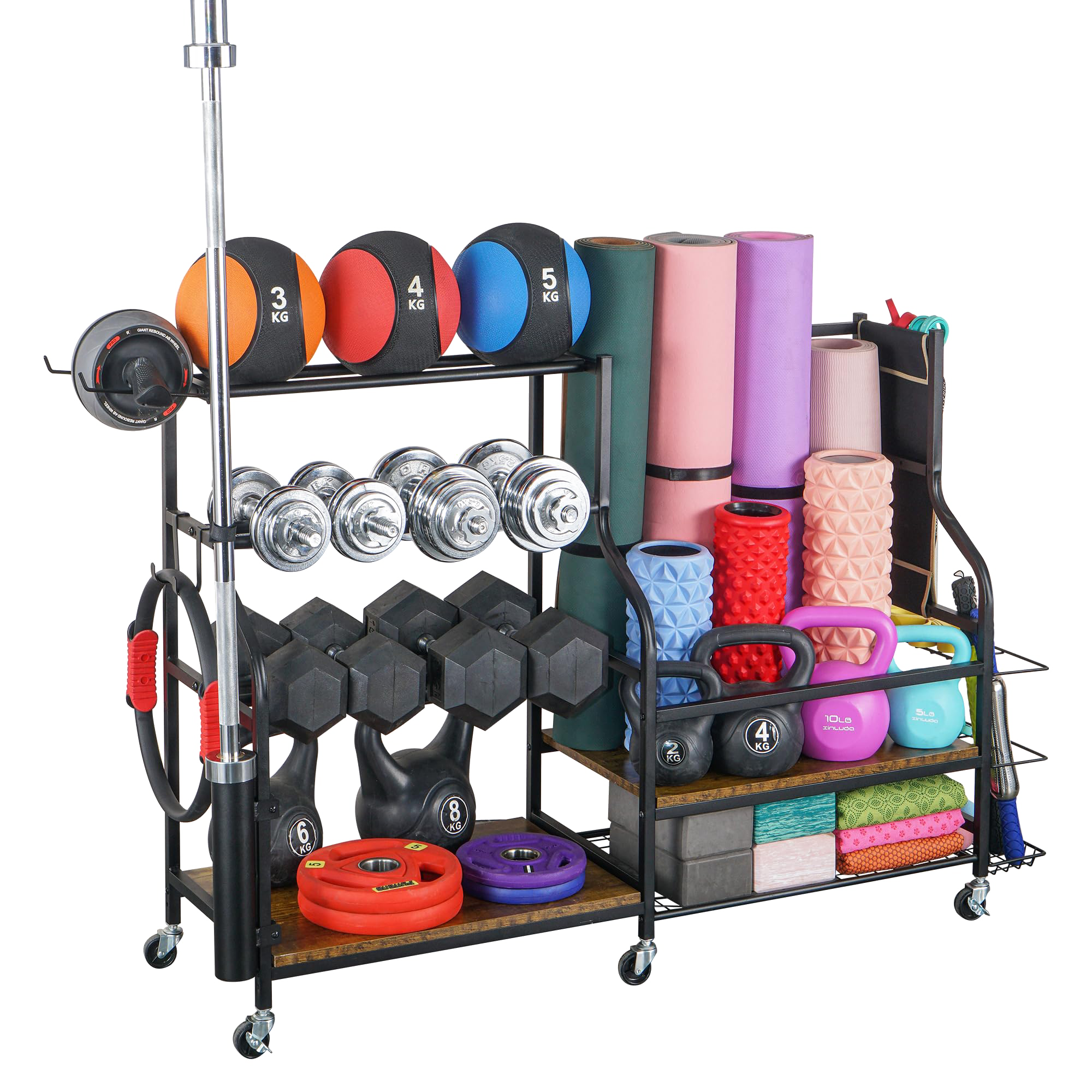 Home Gym Storage Rack for Yoga Equipment, Black