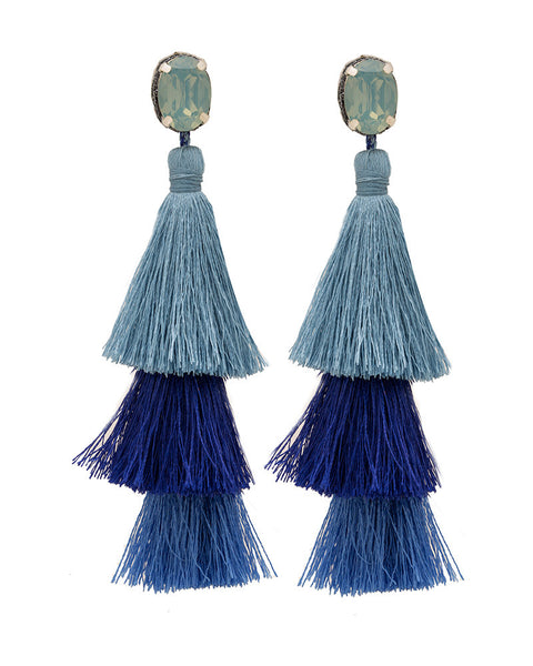 Deepa Gurnani | Multi-Blue Tassel Earrings – Online Jewelry Boutique