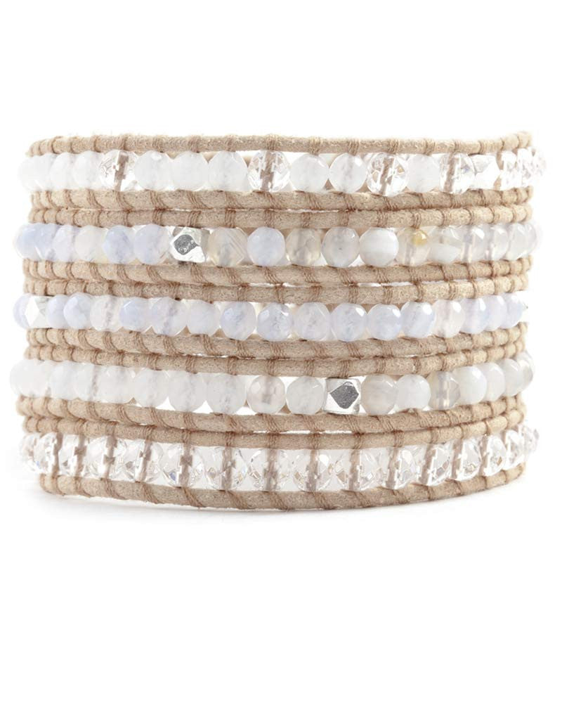 Chan Luu | Light Blue Wrap Bracelet on Beige Leather – Online Jewelry ...