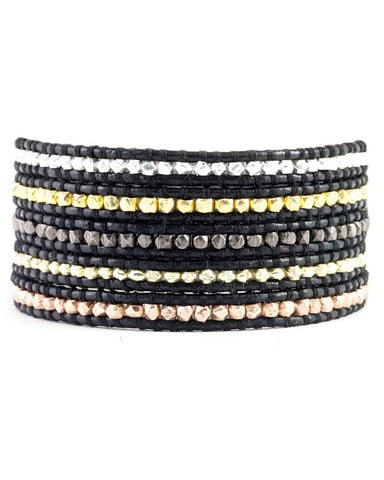 Chan Luu | Multi Nugget Sectioned Black Leather Wrap Bracelet – Online ...