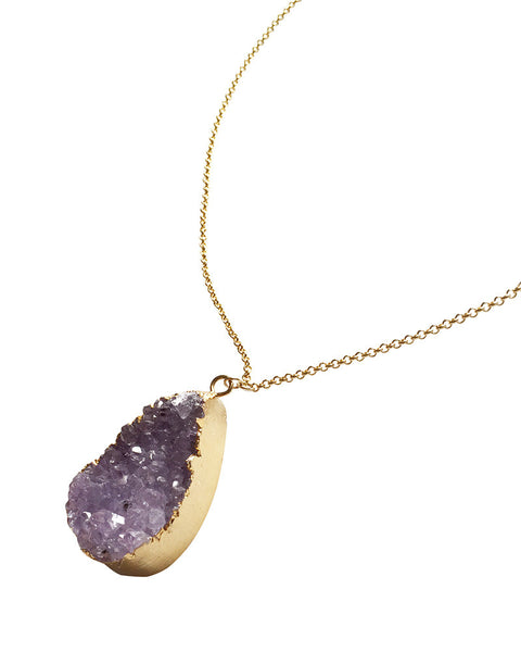 Crave Salt | Natural Amethyst Gold Pendant Necklace – Online Jewelry ...