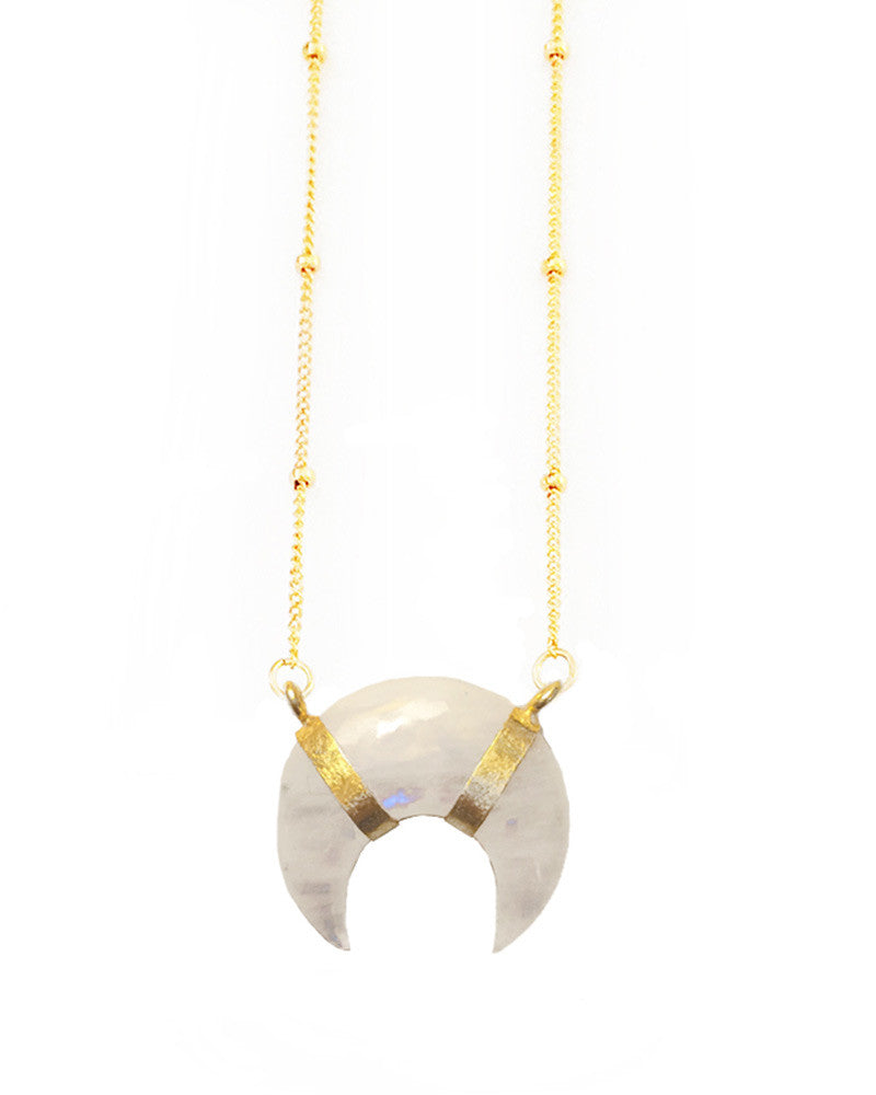 Elizabeth Stone | Gemstone Crescent Moonstone Necklace – Online Jewelry ...
