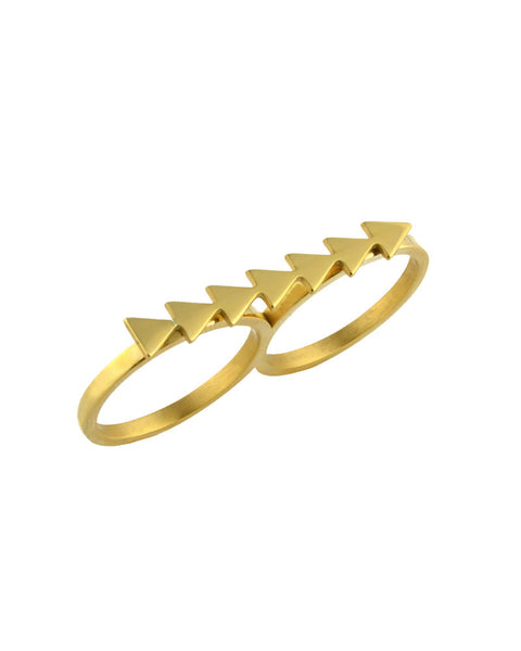 Ellie Vail | Gold Simone Two Finger Ring - Online Jewelry ...