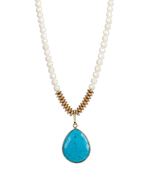 Jaimie Nicole | Mother of Pearl Turquoise Teardrop Necklace – Online ...