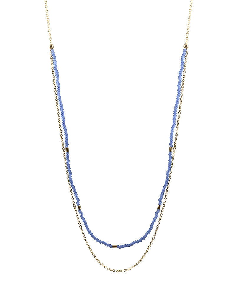 Meridian Avenue | Glass Beaded Gold Necklaces (Multiple Colors ...