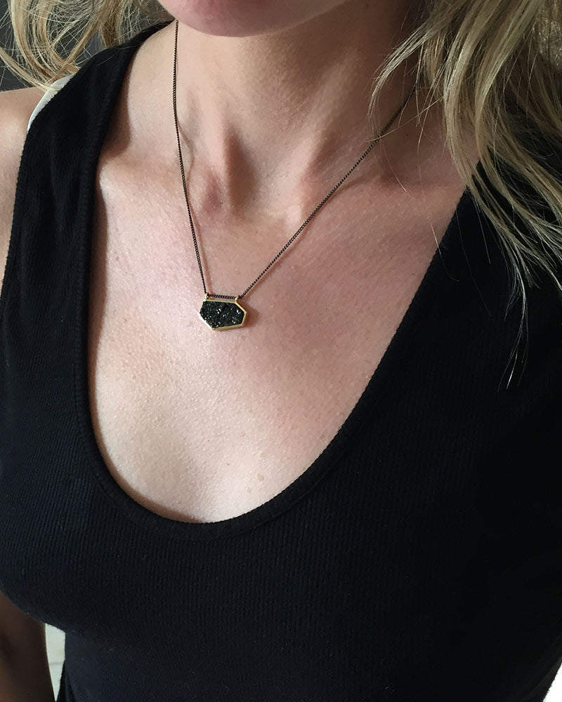 One Oak | Black Druzy Stella Necklace – Online Jewelry Boutique