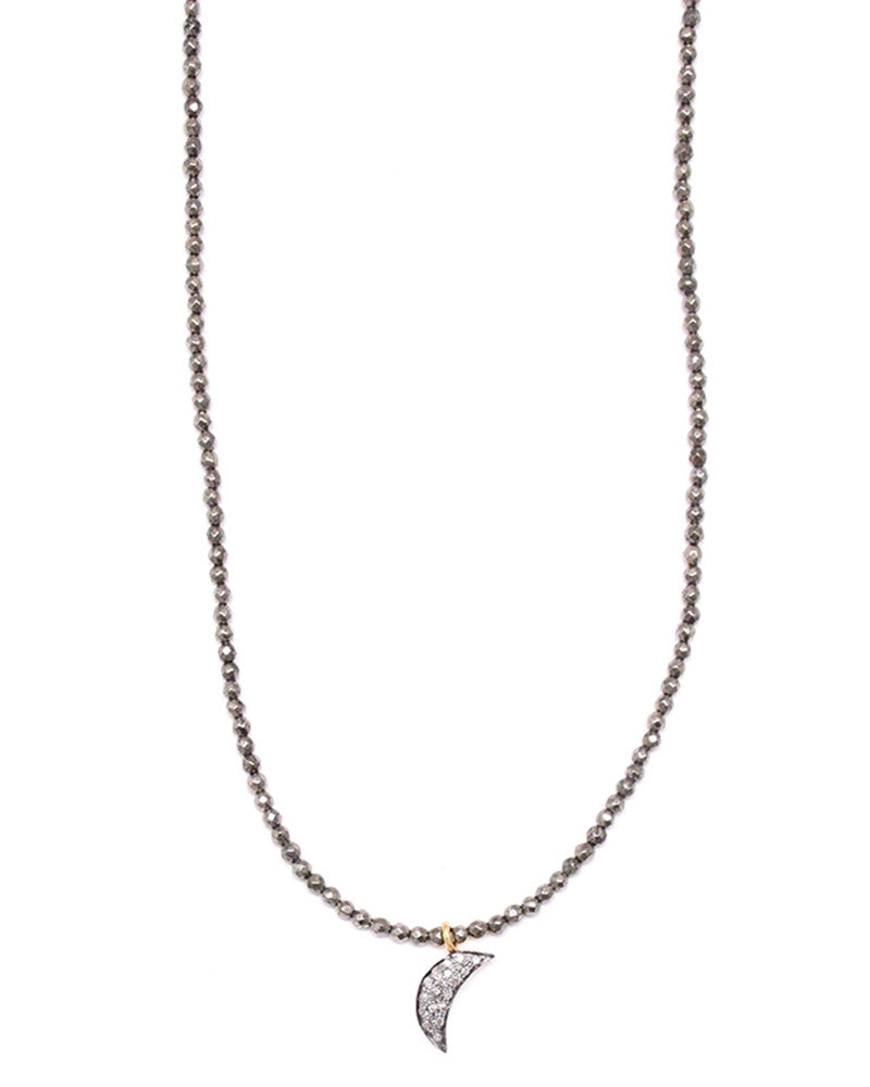 Gold & Gray | Mini Pave Diamond Moon Necklace – Online Jewelry Boutique