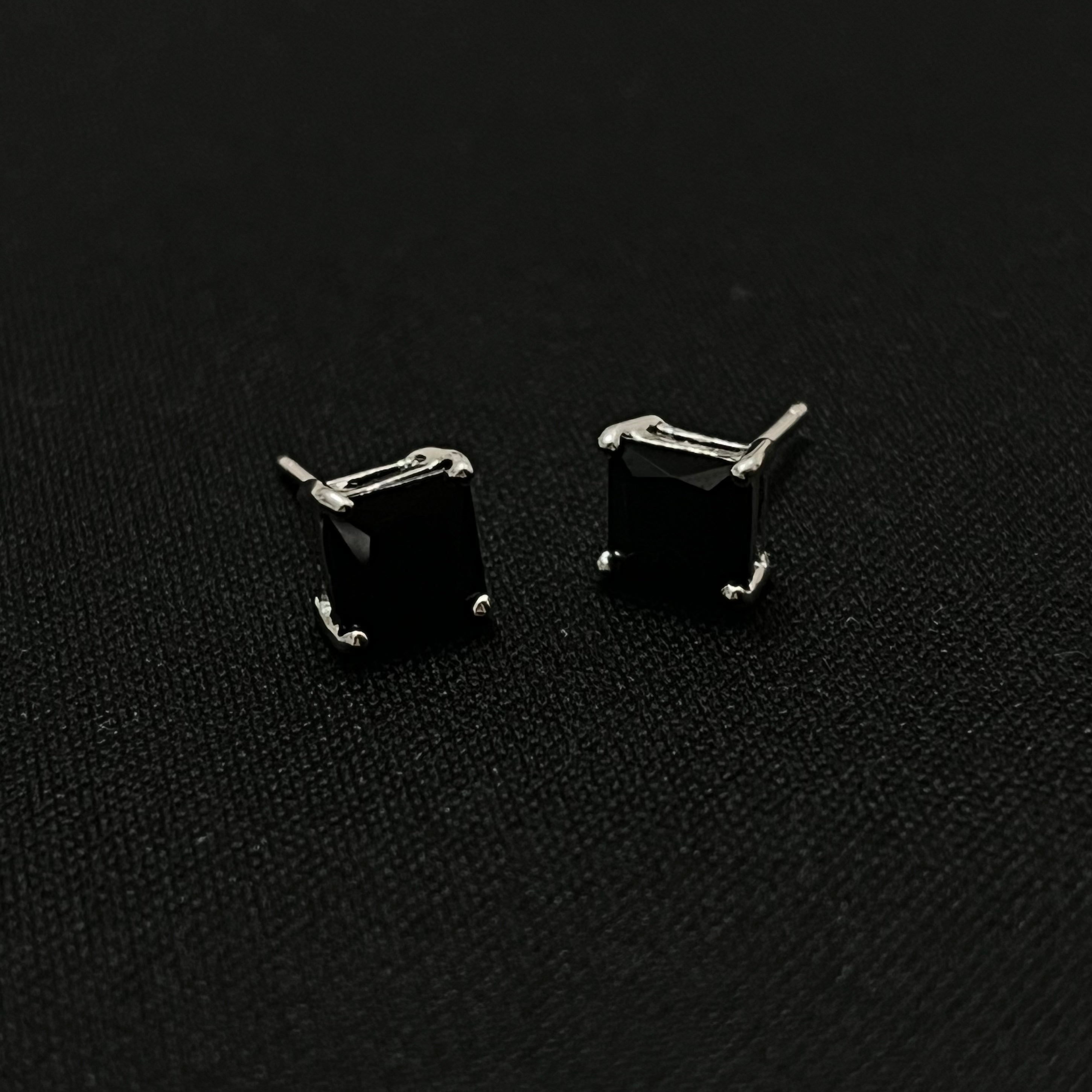 Sterling Silver Square Black CZ Earrings