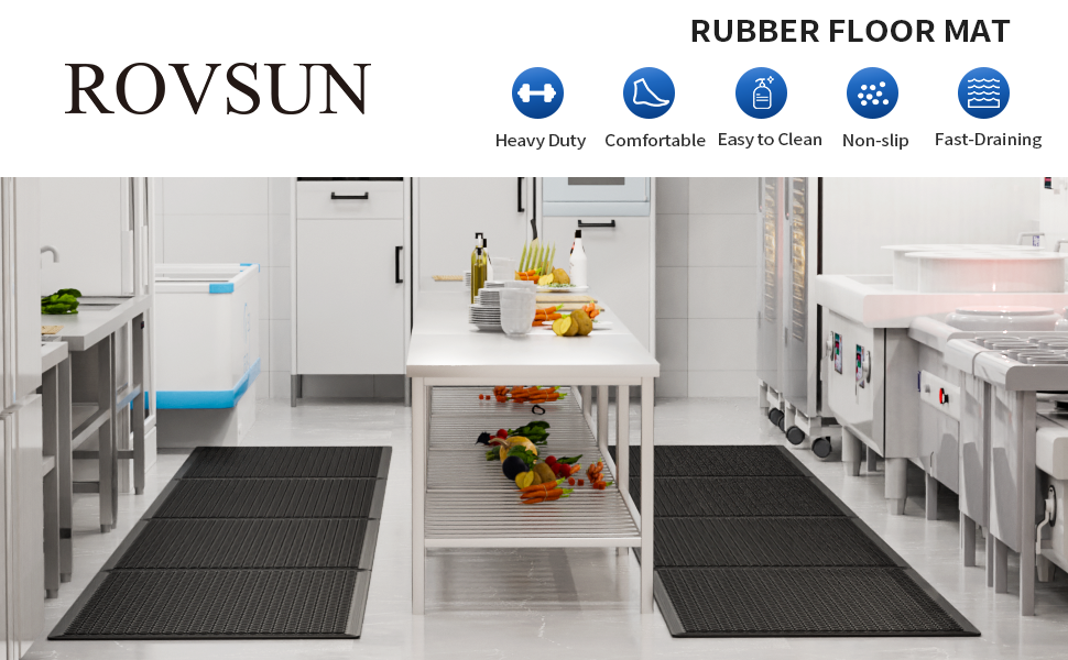 ROVSUN Rubber Floor Mat with Holes, 36''x 60'' Anti-Fatigue/Non