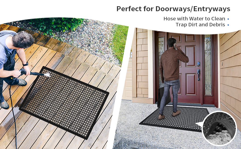  ROVSUN 2-Pack Rubber Floor Mat with Holes, 36''x 60''  Anti-Fatigue/Non-Slip Drainage Mat, for Industrial Kitchen Restaurant Bar  Bathroom Utility Garage Pool Entry Door Mat, Indoor/Outdoor Cushion : Home  & Kitchen