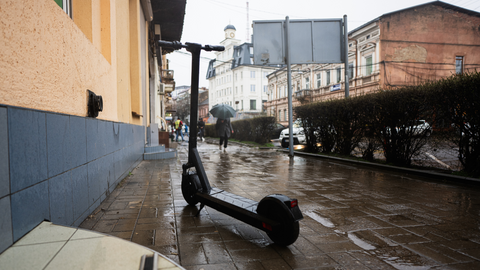 Electric Scooter in the Rain