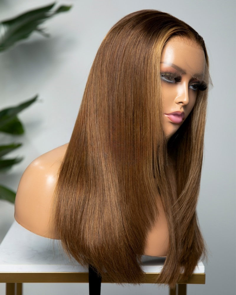 Lace Front Brazilian Brown with HL Straight Human Hair Wig