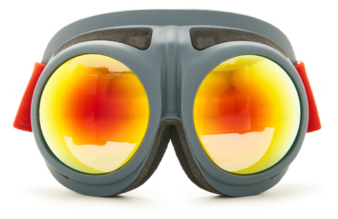 blue fluga sports ROVfluga goggles with multi layer orange ZEISS lenses