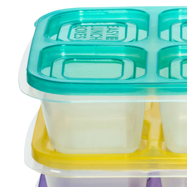 6 Pack Snack Containers, 4 Compartment Divided Snack Container for Kids,  Bento Snack Box for Adults,…See more 6 Pack Snack Containers, 4 Compartment