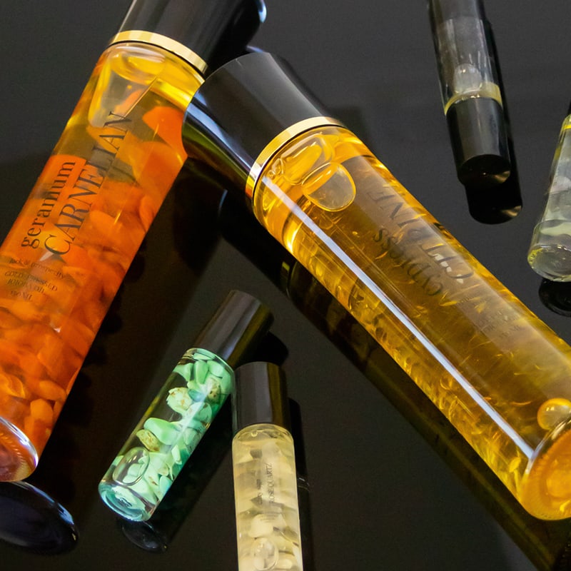Essential Body Oils with Gemstones