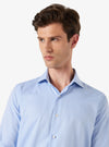 Cotton shirt with cut collar - Marine