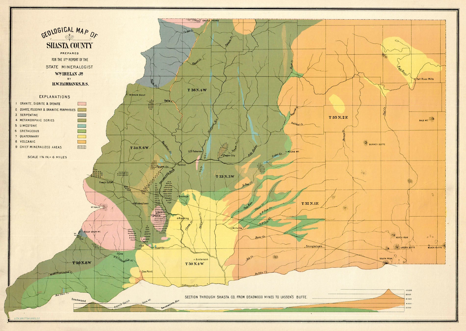 (CA.- Shasta County) Geological map of Shasta County – The Old Map Gallery