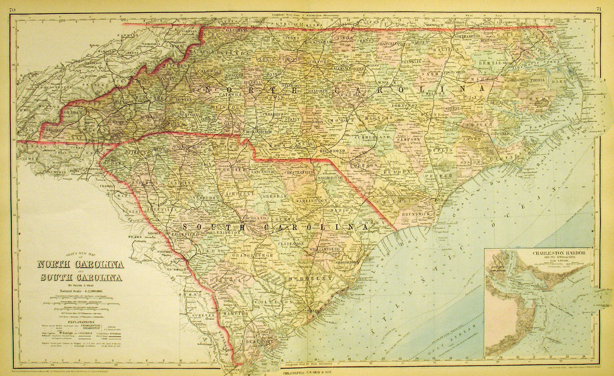 Grays New Map Of North Carolina And South Carolina The Old Map Gallery 2219