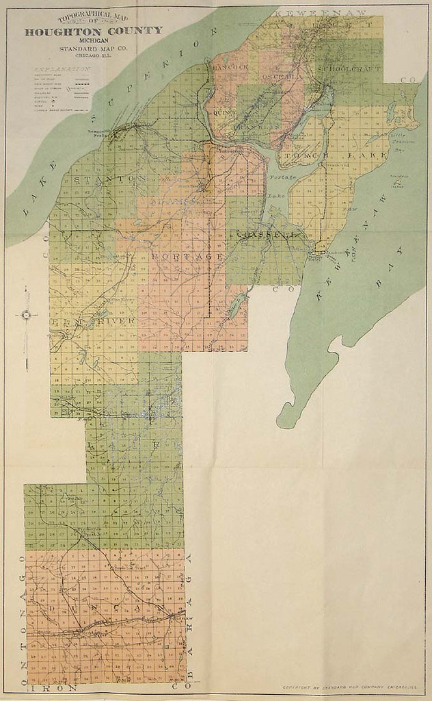 Michigan Houghton Topographical The Old Map Gallery 8718