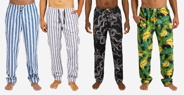 Selection of pyjama bottoms in different patterns and fabrics