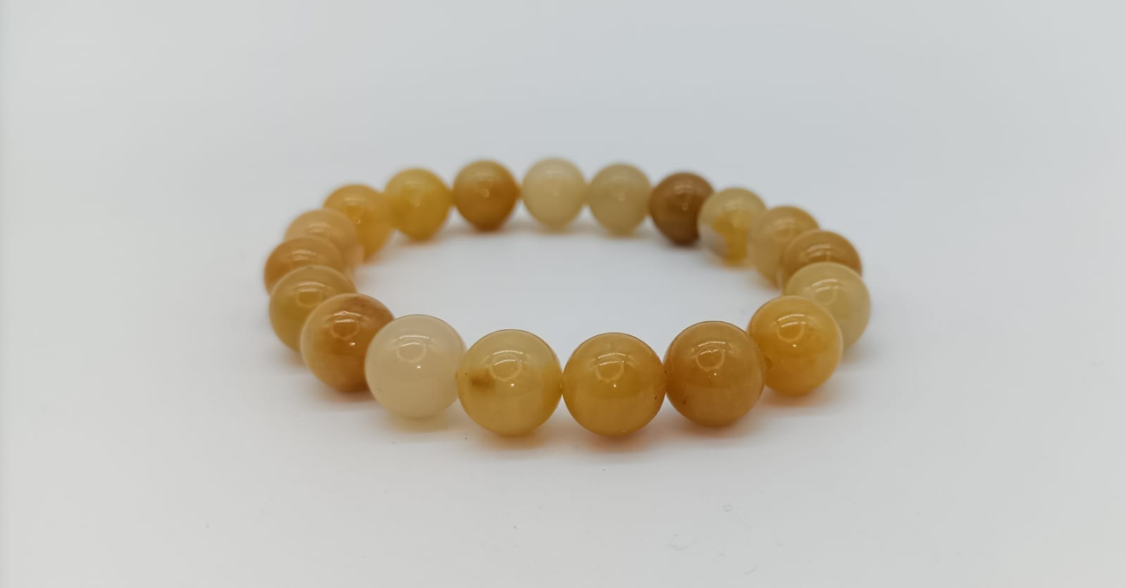 Stone Yellow Jade Beads Bracelet with Hook For Man Woman Boys  Girls  Color Yellow Pack of 1 Pc  the best price and delivery  Globally