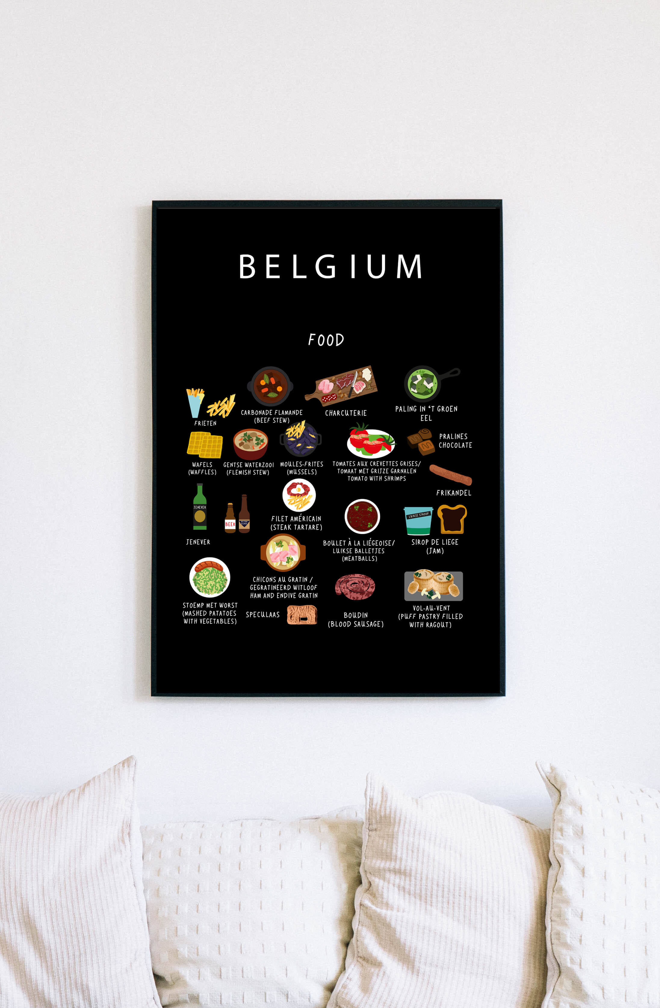 gewoon vonk Oriënteren Poster of Belgium Food | Paper | 50 x 70 cm | Kitchen wall decor – Maison  Maps