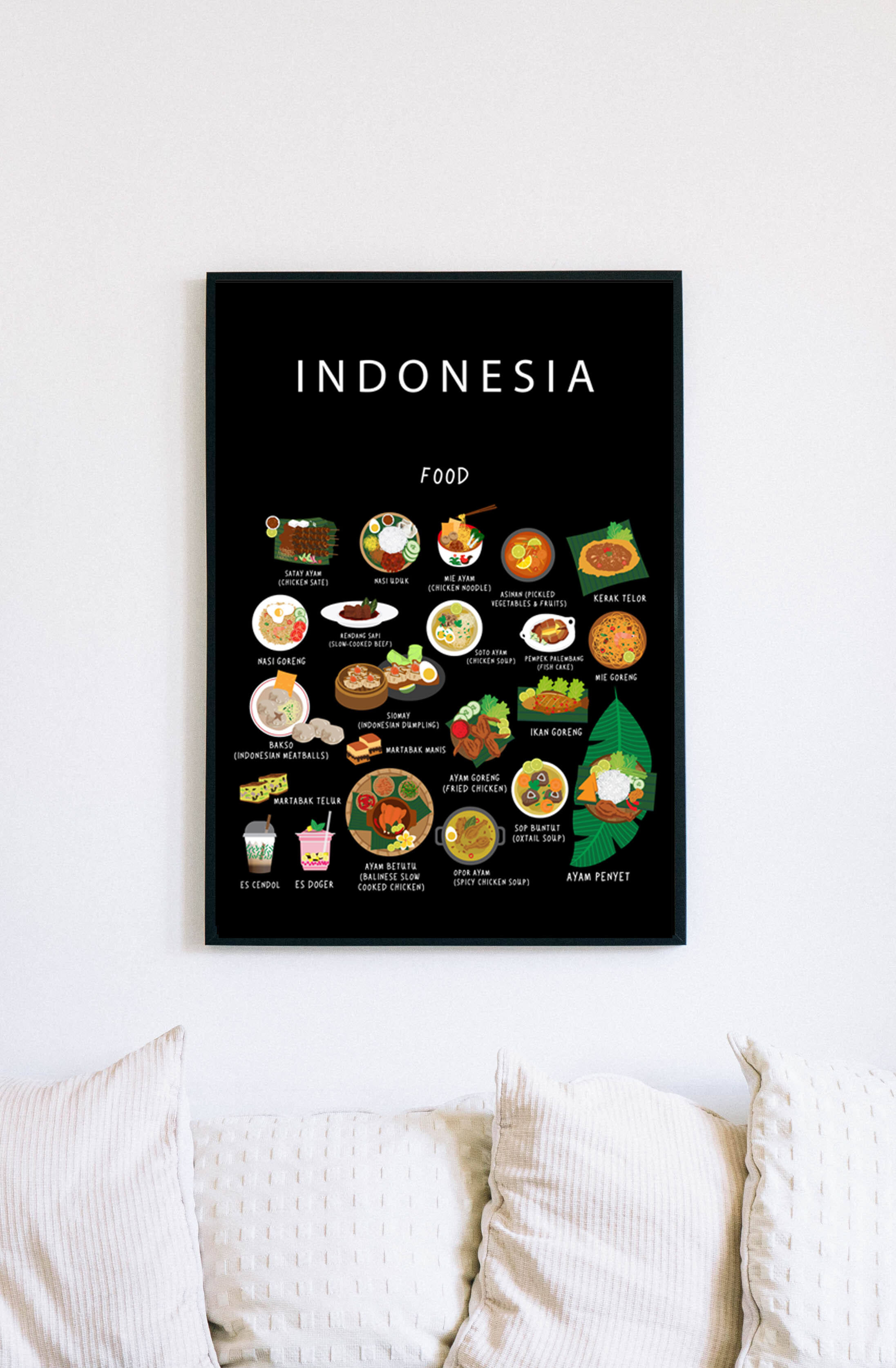 cement Converteren Verandert in Poster of Indonesian Food | Paper | 50 x 70 cm | Kitchen wall decor –  Maison Maps