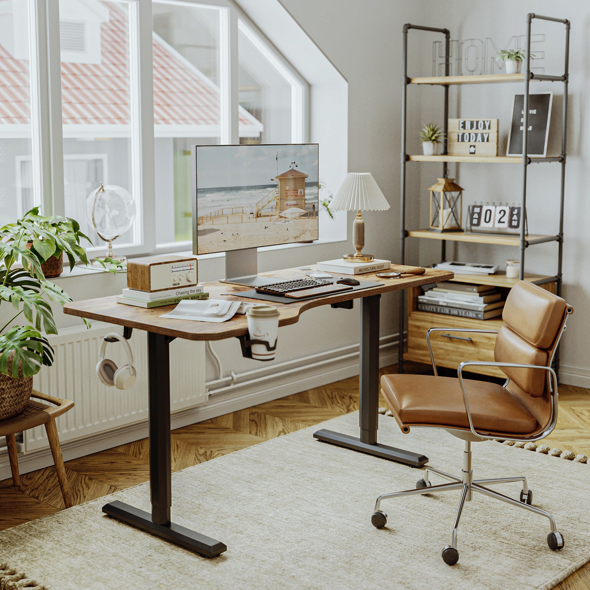 Bureau pliant OWEN noir avec support de clavier amovible